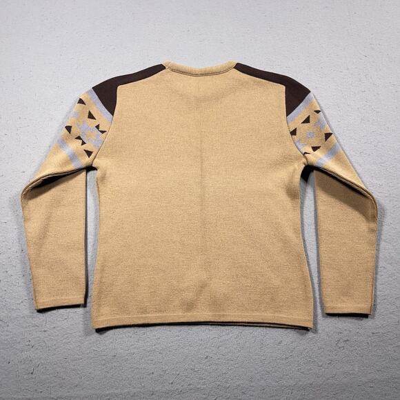 VTG Lido Of California Sweater Men M Beige Brown Knit Westerncore Aztec -‎ Hole - Picture 9 of 10